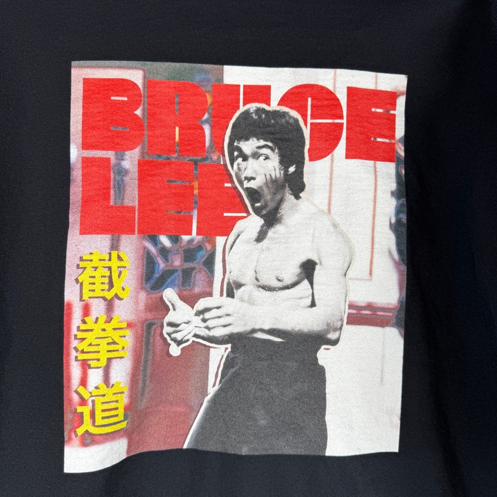 Bruce Lee Graphic Long Sleeve Shirt Mens XL Black Martial Arts Tee Kung Fu Retro